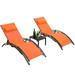 LAZY BUDDY 3pcs Outdoor Beach Pool Chaise Lounge Chairs Sunbathing Lounger Recliner Chair with Side Table