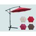 10 ft Outdoor Patio Umbrella Solar Powered LED Lighted Sun Shade Market Waterproof 8 Ribs Umbrella with Crank and Cross Base for Garden Backyard Pool Shade Outside Deck Swimming Pool Red