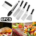 6PCS BBQ Grilling Accessories Stainless Steel Barbecue Tools Kit Grill Utensil Tools Set BBQ Grill Tools Set for Backyard Party Tailgating Camping