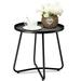 danpinera Outdoor Side Table Small Round End Table with Weather Resistant Steel for Patio Yard Balcony Garden - Black