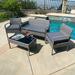 Patio Outdoor Furniture 4Pcs Rattan Sofa Garden Conversation Set Gray