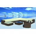 vidaXL 12 Piece Garden Lounge Set with Cushions Poly Rattan Brown 42091