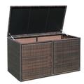 Gymax 88 Outdoor Gallon Rattan Storage Box Patio Container Seat w/ Door Brown