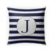 Mono Navy Striped J Outdoor Pillow by Kavka Designs