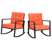 Patiojoy 2PCS Outdoor Wicker Rocking Chair Glider Rattan Rocker Recliner with Orange Cushion