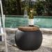 COSIEST Outdoor& Indoor Faux-Wood Round Coffee Table Tree-Trunk Slice End Table Accent Stool