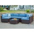 COSIEST 7-Piece Outdoor Chocolate Brown Wicker Sectional Sofa Set