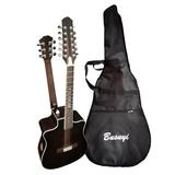12 String Acoustic / 6 String Acoustic Double Sided Dreadnought Travel Busuyi Guitar (TBlack) All Levels