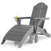 Costway HDPE Patio Folding Adirondack Chair Ottoman Set Footrest All-Weather Grey