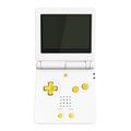 eXtremeRate Chrome Gold Glossy Custom Full Set Buttons for Gameboy Advance SP Replacement A B L R Button Power On Off Volume Button D-pad Key for GBA SP Console - Console NOT Included