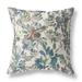 HomeRoots 411411 26 in. Blue & White Florals Indoor & Outdoor Zippered Throw Pillow Green & Grey