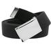 Men s Classic Silver Flip Top Military Buckle with Canvas Web Belt Small Black