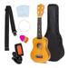 Manfiter 21 Soprano Ukulele Starter Bundle Kit with Nylon Gig Bag Strap Clip-on Digital Tuner Extra Strings Light Brown