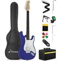 Donner 39 Electric Guitar Beginner Solid Body Purple Full Size Sapphire HSS Pick Up for Starter Blue