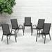 Flash Furniture Brazos Series Outdoor Stackable Patio Chairs for Adults Set of 5 Black