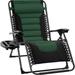 Best Choice Products Oversized Padded Zero Gravity Chair Folding Outdoor Patio Recliner w/ Side Tray - Forest Green