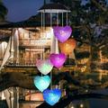 Solar Wind Chime Light Cocobaby Solar Powered Color Changing LED Hanging Heart Wind chime Light for Outdoor Indoor Gardening Yard Pathway Decoration (Clear Heart)