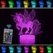 DYstyle NEW 3D Unicorn Night Light Table Stand Lamp Remote Touch Control Color Changing For Kids Xmas Gift Home Decor