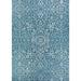 Couristan 7.5 x 10.75 Ocean Blue and Ivory Floral Rectangular Outdoor Area Throw Rug