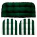 RSH DÃ©cor Indoor Outdoor 3 Piece Tufted Wicker Cushion Set Standard Hunter Green + Hunter Green & White Stripe