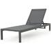 Noble House Cape Coral Grey Aluminum Chaise Lounge with Dark Grey Mesh Seat