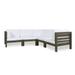 GDF Studio Ravello Outdoor V-Shaped Acacia Wood Sectional Sofa Set with Cushions Gray