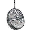Sunnydaze Jackson Outdoor Hanging Resin Wicker Egg Chair with Cushion - Gray