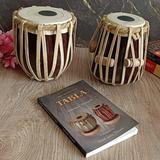 India Meets India Decorative Showpiece Wooden Tabla Set Tabla Drum 7 inch w/ Cushion Covers Learning Book and Leather Straps to Tune - Perfect Tabla Set for Beginners - By Indian Handicraft