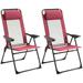 Outsunny Set of 2 Folding Patio Chairs w/ Reclining & Headrest Red