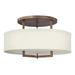 3 Light Large Semi-Flush Mount in Transitional Style 26 inches Wide By 14.5 inches High-Brushed Bronze Finish-Led Lamping Type Bailey Street Home