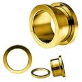 24k Gold Plated Screw-on Plugs/Gauges/Tunnels 1/2 (12mm) 2 Pieces (1 Pair) (A/3/3/23)