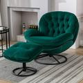 Yipa Relax Lounge Chairs Sturdy Padded Seat Accent Chair Ergonomics Living Room Upholstered Sofa High Backrest Indoor Patio Dark Green