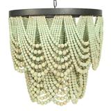 Creative Co-Op Metal Chandelier with Draped Wood Beads