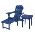 Oceanic Collection Outdoor Bistro Adirondack Chaise Lounge Foldable Chair Set with Cup & Glass Holder & Built in Ottoman Navy Blue - Wood - 2 Piece