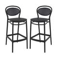 Home Square Contemporary Resin Indoor Outdoor Bar Stool in Black - Set of 2