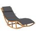 Anself Wooden Rocking Sun Lounger with Anthracite Cushion Teak Wood Reclining Chair for Garden Patio Balcony Poolside Outdoor Furniture 23.6 x 70.9 x 28.7 Inches (W x D x H)