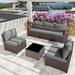 Kullavik 6 Pieces Patio Furniture Set Outdoor Sectional Ratten Wicker Sofa Set Patio Sofa Set Conversation Set with Thickened Cushion and Coffee Table Gray
