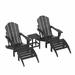 WestinTrends Malibu Outdoor Lounge Chairs Set 5-Pieces Adirondack Chair Set of 2 with Ottoman and Side Table All Weather Poly Lumber Patio Lawn Folding Chair for Outside Gray