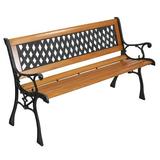 49 Outdoor Bench Outdoor Patio Garden Hardwood Slats Bench Furniture Cast Iron Frame Park Chair Love Seat Rose Style Back