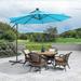10 Ft Patio Umbrella Outdoor Sunbathing Umbrella with with 32 LED Lights Hanging Cantilever Umbrella and Solar LED Lights Offset Umbrella Easy Open Adjustment for Yard Beach Pool Blue