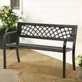 YRLLENSDAN 45.5in Black Outdoor Bench Metal Garden Bench for Outdoors Patio Bench Black for Park Yard Entryway Front Porch Bench Steel Frame Furniture