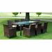 Anself 9 Piece Outdoor Patio Dining Set Brown Poly Rattan Glass Top Dining Table and 6 Chairs with Cushions Sectional Conversation Set Backyard Garden Furniture Space Saving