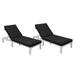 LeisureMod Chelsea Modern Weathered Grey Aluminum Outdoor Patio Chaise Lounge Chair Set of 2 With Black Cushions