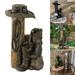Wild Western Water Fountain Resin Hat and Boot Sculpture Outdoor Statue Rustic Yard & Garden Waterfall Decoration