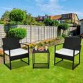 3 Piece Patio Set Outdoor Patio Furniture Sets with Glass Coffee Table Modern Wicker Patio Set Rattan Chair Conversation Sets with Cushions for Backyard Porch Garden Poolside LLL1783