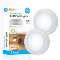 GE LED Wireless Puck Lights Battery Operated Touch Activated 2-Pack