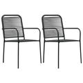 Andoer Garden Chairs 2 pcs Cotton Rope and Steel Black