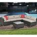 Highsound 6 Pieces Patio Furniture Sectional Sets Outdoor All-Weather PE Rattan Wicker Conversation Sets Patio Sofa Set with Storage Table and Couch Cushions Beige