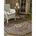 Rugs.com Outdoor Aztec Collection Rug â€“ 5 Ft Octagon Brown Flatweave Rug Perfect For Living Rooms Kitchens Entryways