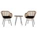 3-Piece Patio Furniture Set Conversation Bistro Set Outdoor All-Weather Wicker Furniture with 2 Wide Ergonomic Chairs Cushions Glass Top Table Chat Set for Porch Backyard Poolside Q17601